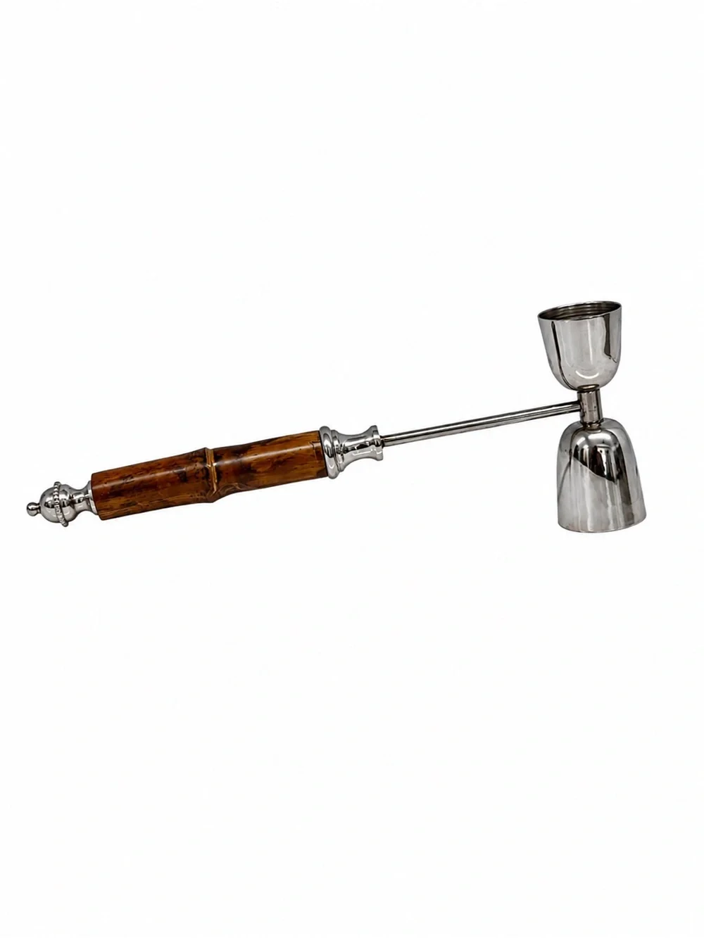 Vintage 70/80s Double Side Cocktail Shot Jigger Peg Measure w/Ornate Wood Handle